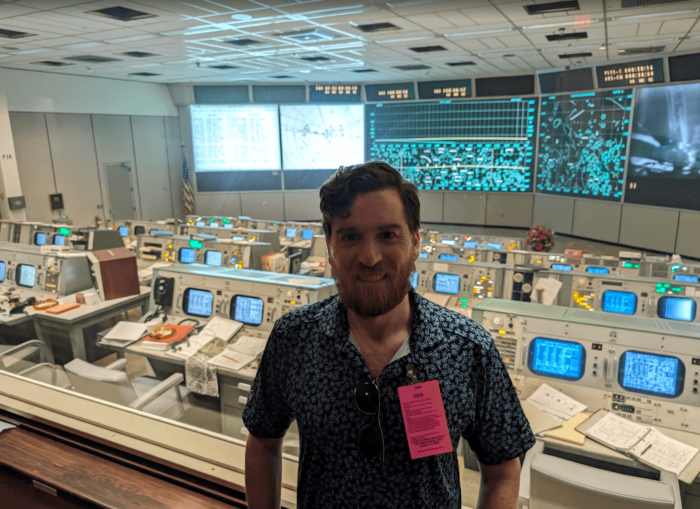 Jim Washkau inside historic mission control